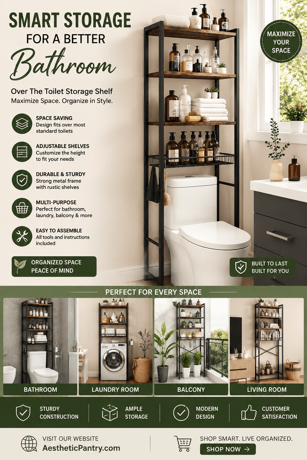 Over-the-Toilet Storage Shelf