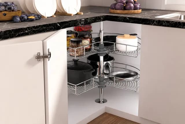2-Tier Corner Cabinet Lazy Susan Organizer: