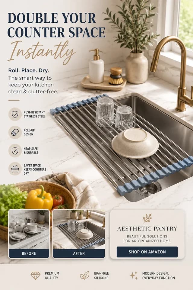 MECHEER Kitchen Stainless Foldable 17 8x11 8