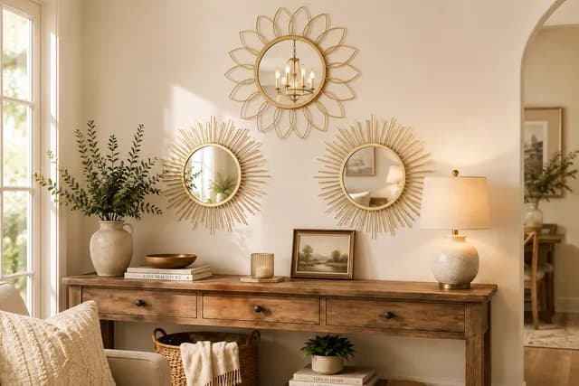 Mirrors Sunburst Decorative Hanging Entryway