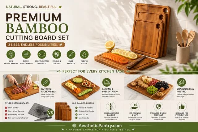 Premium Bamboo Cutting Board Set (3-Piece) | Eco-Friendly Kitchen Essential