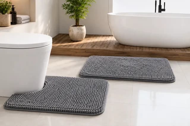 Luxury Chenille Bath Mat Set | Ultra Soft, Non-Slip & Super Absorbent Bathroom Rug