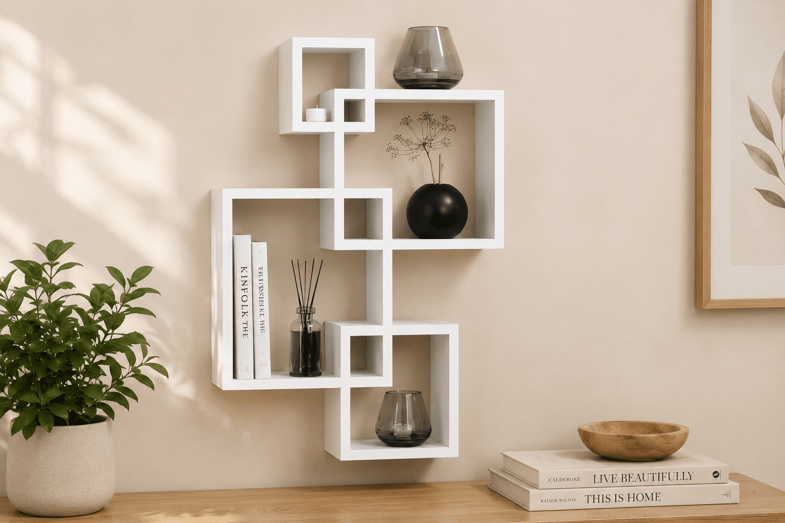 Greenco Intersecting Mounted Floating Shelves