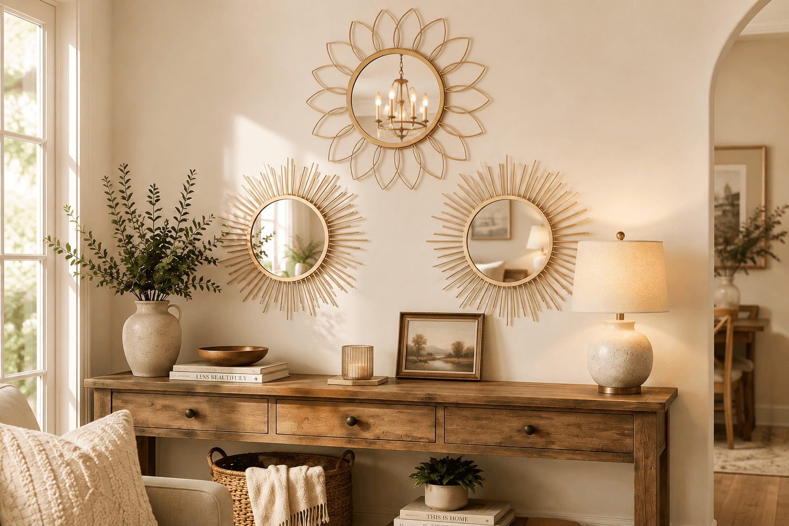 Mirrors Sunburst Decorative Hanging Entryway